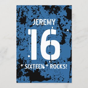 16e verjaardag zestien Rocks BLUE Grunge F16Z Kaart