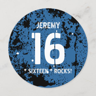 16e verjaardag zestien Rocks BLUE Grunge F16Z Kaart