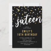 16e verjaardag zwart en goud zestien zoete zestien kaart (Voorkant)