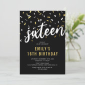 16e verjaardag zwart en goud zestien zoete zestien kaart (Staand voorkant)