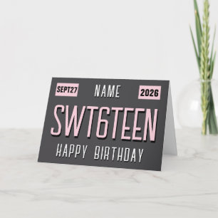 16e verjaardags kentekenplaat, Sweet 16 verjaardag Kaart