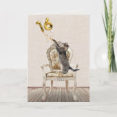 16e verjaardagsballonnen en tabbykat kaart (Voorkant)