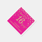 16e Verjaardagsfeest Hot Pink en Gold Diamond Servet (Hoek)