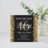 16e verjaardagsfeest "Save The Date" Sparkles Gold Kaart (Staand voorkant)