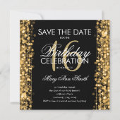 16e verjaardagsfeest "Save The Date" Sparkles Gold Kaart (Voorkant)