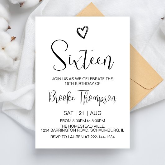 16e verjaardagsfeestje 16 jaar oud verjaardag meis kaart