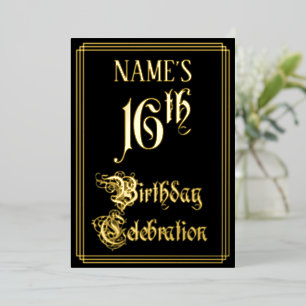 16e verjaardagsfeestje — Fantasievol script & aang Folie Uitnodiging