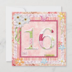 16e verjaardagsfeestje scrapbooking stijl kaart