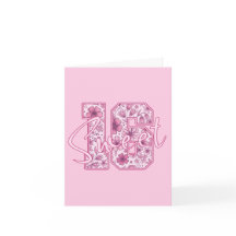 16e Verjaardagskaart Sweet 16 - Roze Bloem Motief
