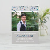 16e verjaardagsuitnodiging Mannen Confetti Photo N Kaart (Staand voorkant)