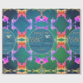 16e Wax & Statice Bloem Bruiloft Jubileum Cadeaupapier (Vlak)