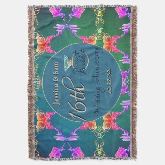 16e Wax & Statice Flower Jubileum Puzzel Deken (Voorkant Verticaal)