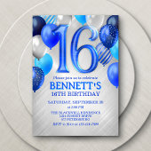 16ème Ado Boy Blue Invitation d'anniversaire