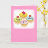 16ème anniversaire de bonbon heureux, carte rose (Fleur jaune)