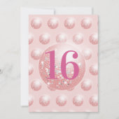 16ème Boule Disco Moderne rose Invitation Annivers (Devant)