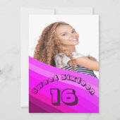 16ème Boule Disco Moderne violet Invitation Annive (Devant)