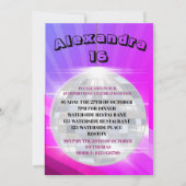16ème Boule Disco Moderne violet Invitation Annive (Dos)
