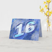 16ème carte d'anniversaire avec des feux (Fleur jaune)