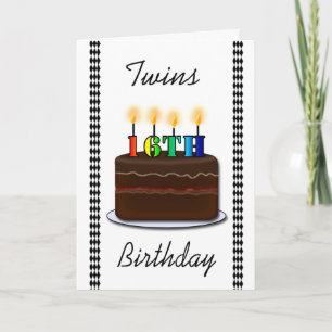 16ème carte d'anniversaire de jumeaux