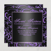 16ème invitation d'anniversaire de bonbon pourpre (Devant / Derrière)