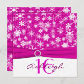 16ème invitation d'anniversaire de flocons de (Devant / Derrière)