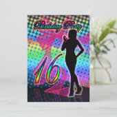 16ème Invitation de fête d'anniversaire, néon avec (Debout devant)