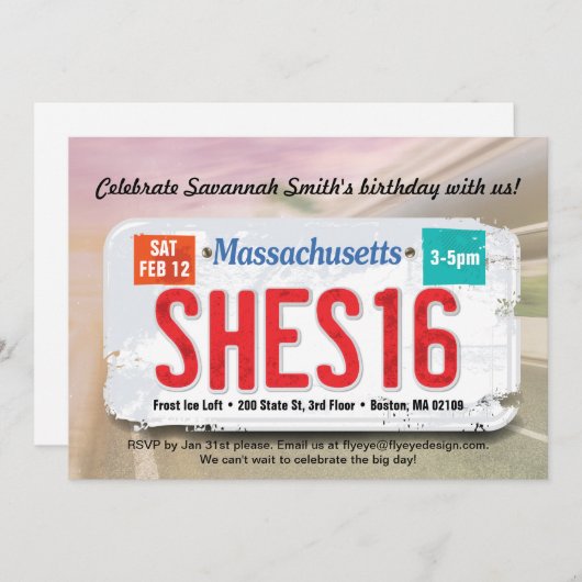 16ème invitation du Massachusetts de (Devant / Derrière)