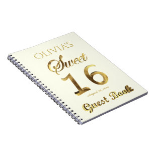 16ème or de livre d'invité d'anniversaire du