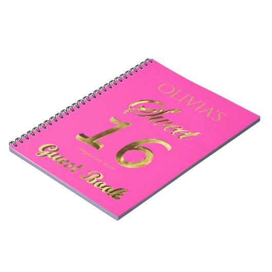 16ème or de rose de livre d'invité d'anniversaire (Côté gauche)