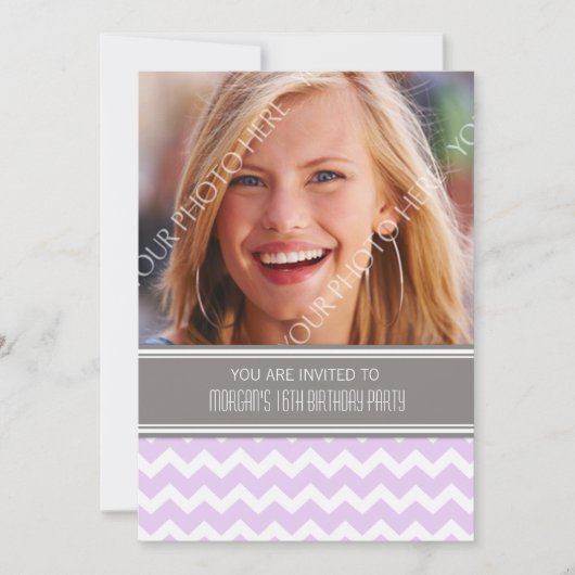 16èmes invitations de fête d'anniversaire de photo (Devant)