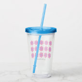 16oz Acryl Tumbler met Stro en Bloemen Patroon Acryl Drinkbeker (Achterkant)