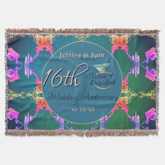 16th Anniversary Wax, Statice Flower Throw Blanket Deken (Voorkant)