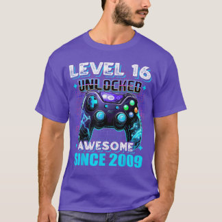 16th Birthday Boy Level 16 Gamer 16 Year Video Gam T-shirt