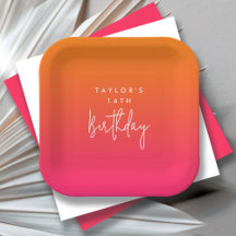 16th Birthday Bright Hot Pink and Orange Colorful