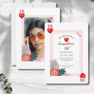 16th Birthday Hearts Sweet 16 Kaart