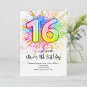 16th Birthday Invitation Kaart (Staand voorkant)