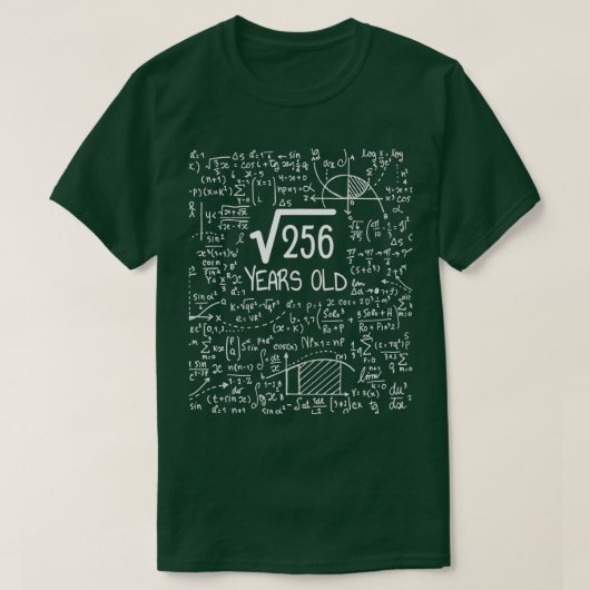 16th Birthday Square Root of 256 16 Years Old  T-shirt (Design voorkant)