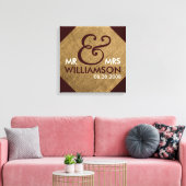 16x16 Burlap Wrapped Canvas Wedding Date Art (Insitu (Woonkamer))