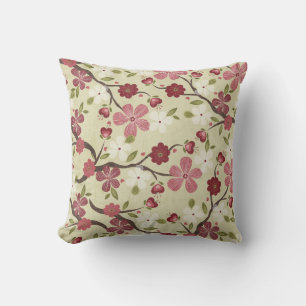 16x16 Fleurs roses et Coeurs Jeter Oreiller