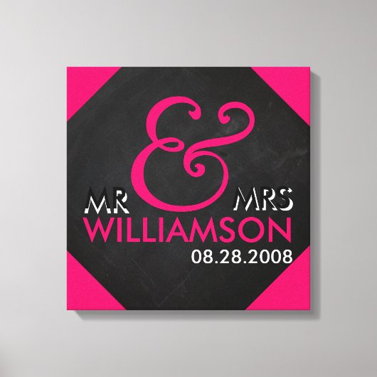 16x16 Mariage de toile de tableau noir enrobé Date (Recto)