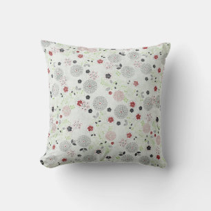 16x16 Oreiller à lancer floral bleu et rouge