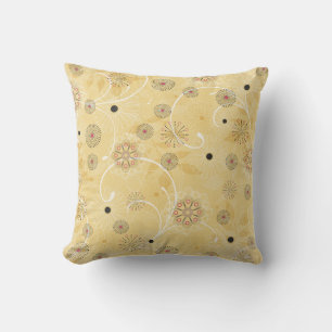 16x16 Oreiller à lancer floral jaune et rose