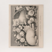 16x20 Katten onder de Rozen - Currier & Ives Cat Legpuzzel (Verticaal)