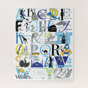 16x20 Reis Alphabet Puzzel voor Kleurenblinden