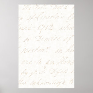 1700s Engels Script Ivory Parchment Paper Poster