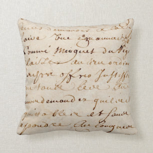 1700s Frans Script Grunge Parchment Paper Kussen