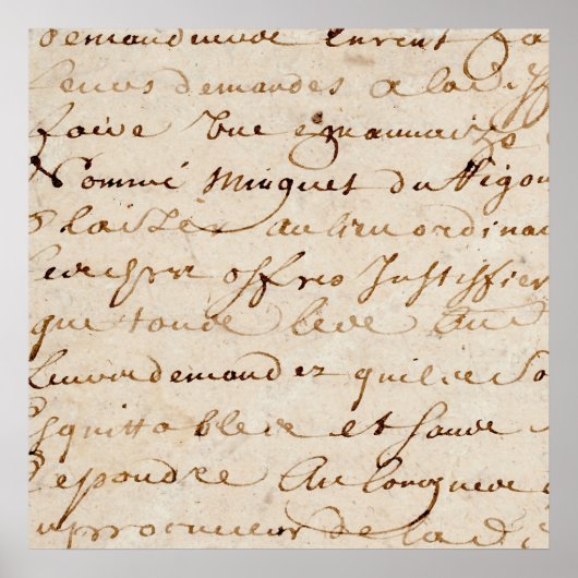 1700s  Frans Script Grunge Parchment Paper Poster (Voorkant)