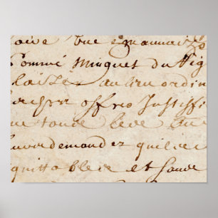 1700s Frans Script Grunge Parchment Paper Poster