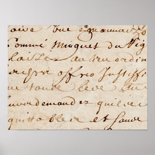 1700s Frans Script Grunge Parchment Paper Poster (Voorkant)