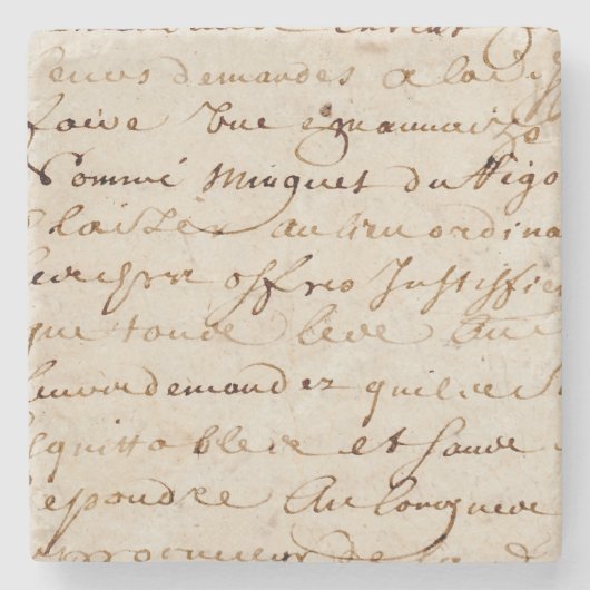 1700s Frans Script Grunge Parchment Paper Stenen Onderzetter (Voorkant)